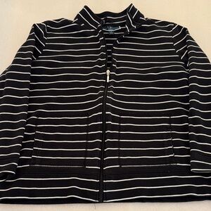Karen Scott Sport Black and White Striped Jacket